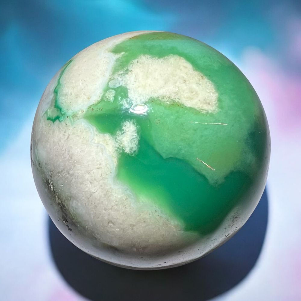 Green Flower Agate Crystal Sphere‎